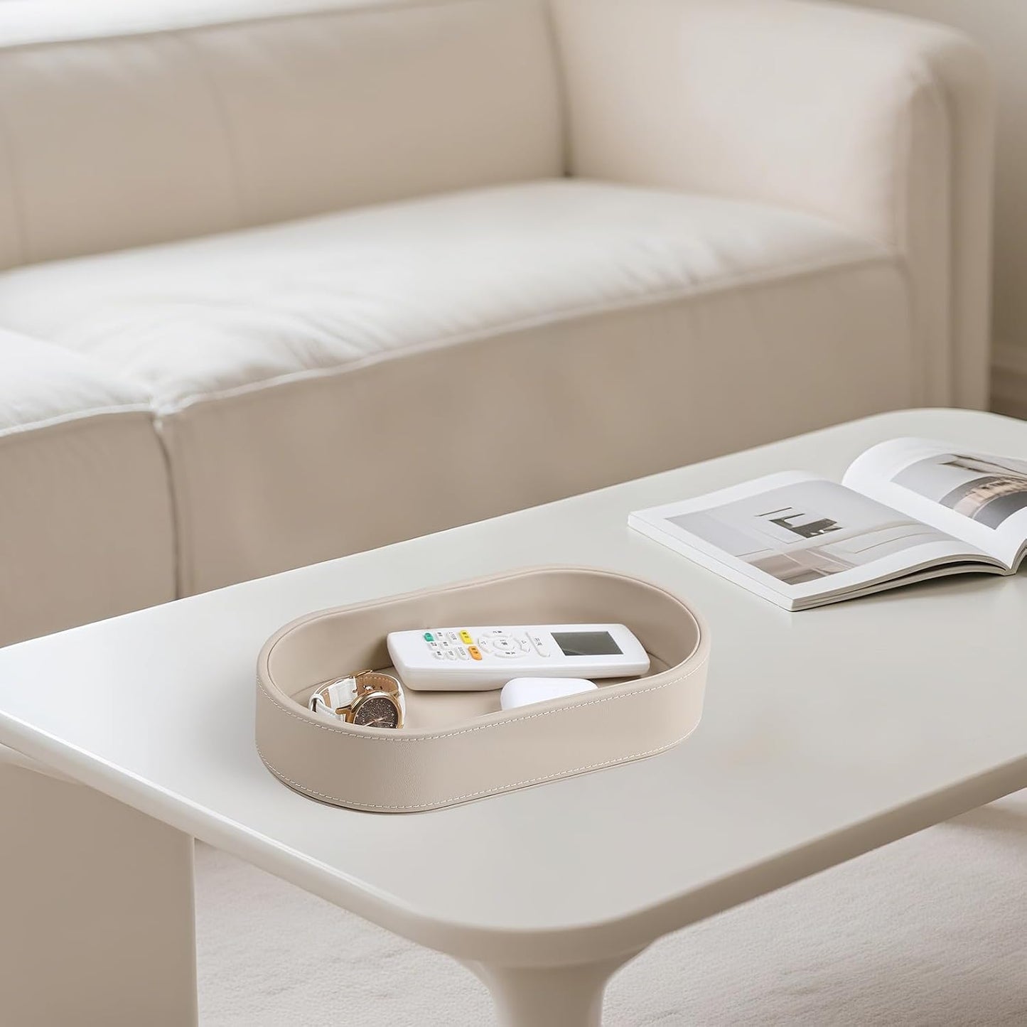 Oval Desk Valet Tray / Beige