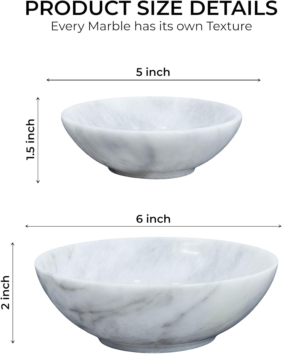 Ring Holder & Food Bowl for Snacks / White Gray - 5" & 6" Inch / 6 Inch / Set of 2