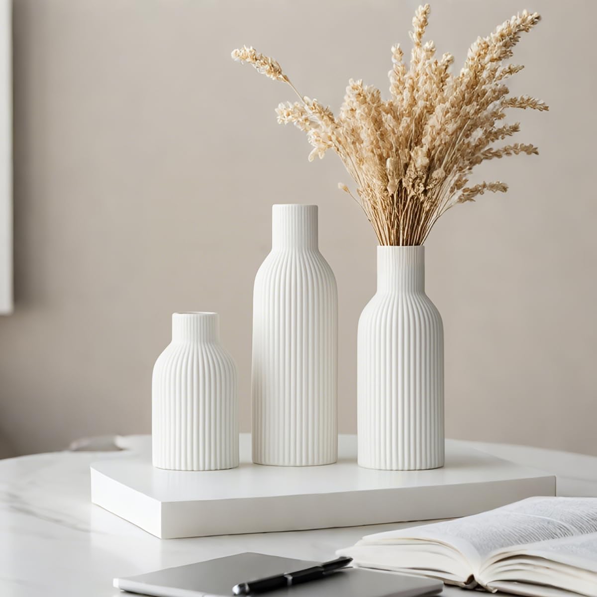 Modern Ceramic Vases / White / Set of 3