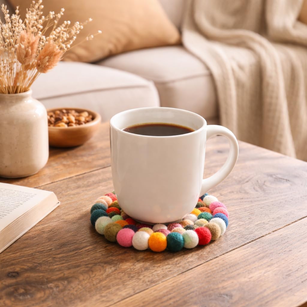 Felt Coaster Pads / Rainbow