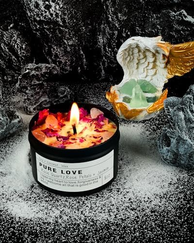 Crystal Candle, Healing Energy Protection Gift, Mindful Intentions, Best Friend, Mother's Birthday Gift.(Pure Love)