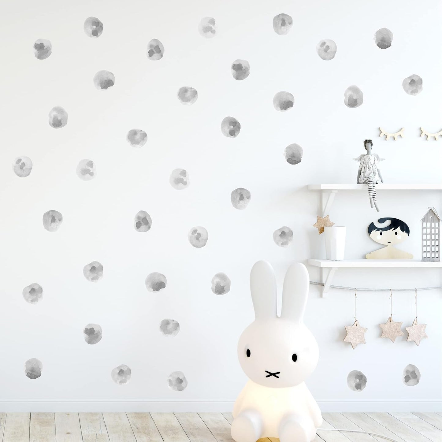 2.2'' Polka Dots Wall Decals Nursery Watercolor Wall Stickers for Kids Removable / Gray / Set of 120