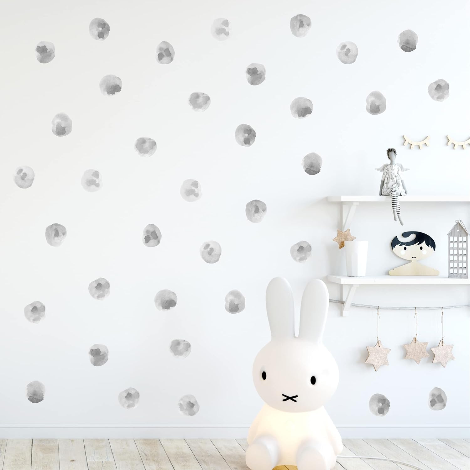 2.2'' Polka Dots Wall Decals Nursery Watercolor Wall Stickers for Kids Removable / Gray / Set of 120