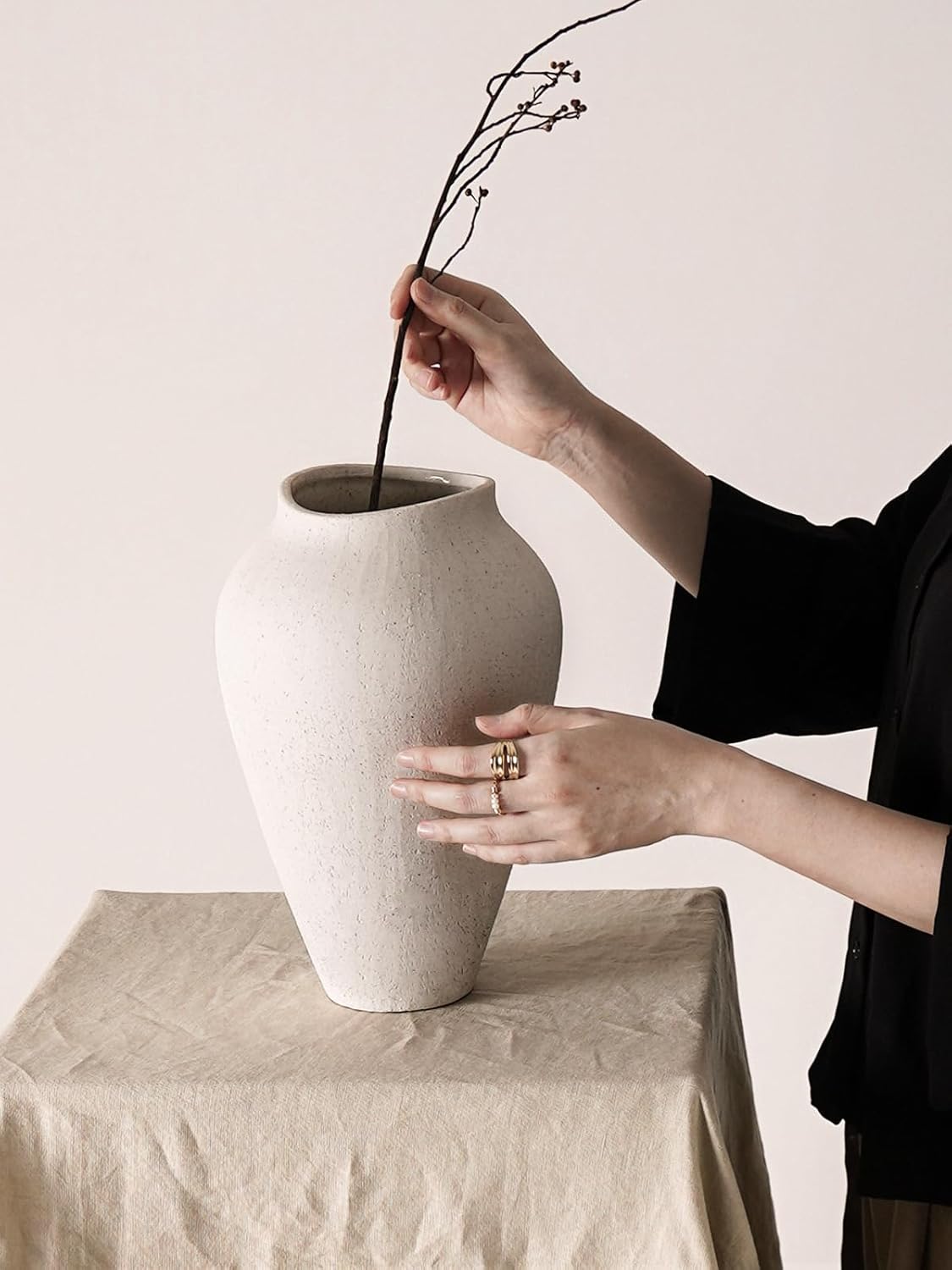 White Ceramic Vase / 11.8 Inch-sandstone White / 11.8 Inch