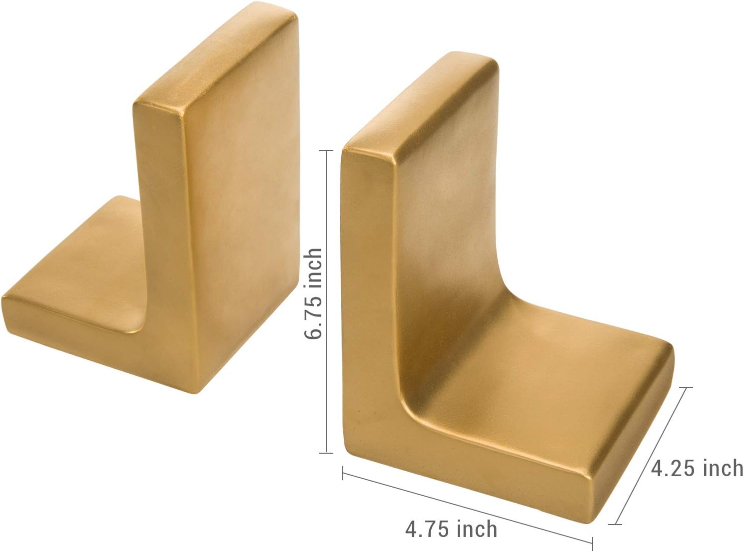 Modern Concrete Office Bookshelf Decor Bookends for Heavy Book and Textbooks / Gold