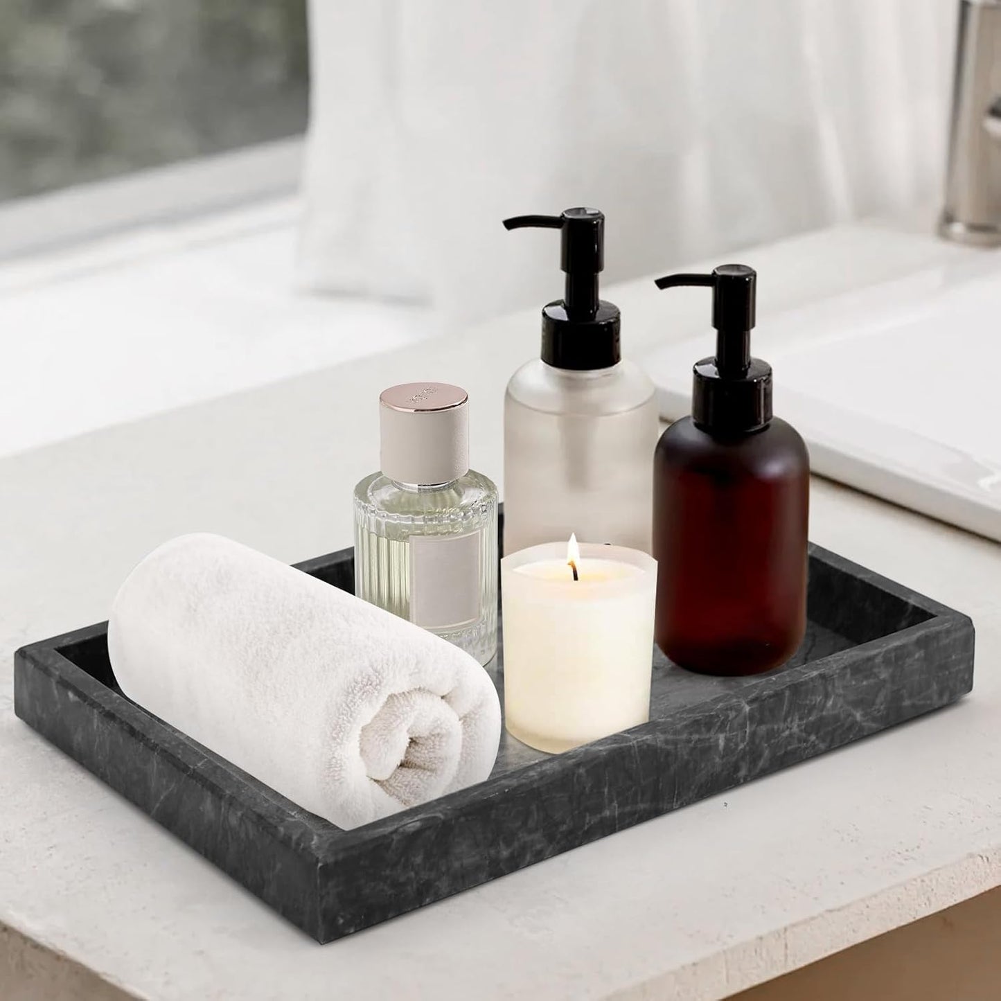 Stone Tray / Marble Trays / Black / 12 x 8