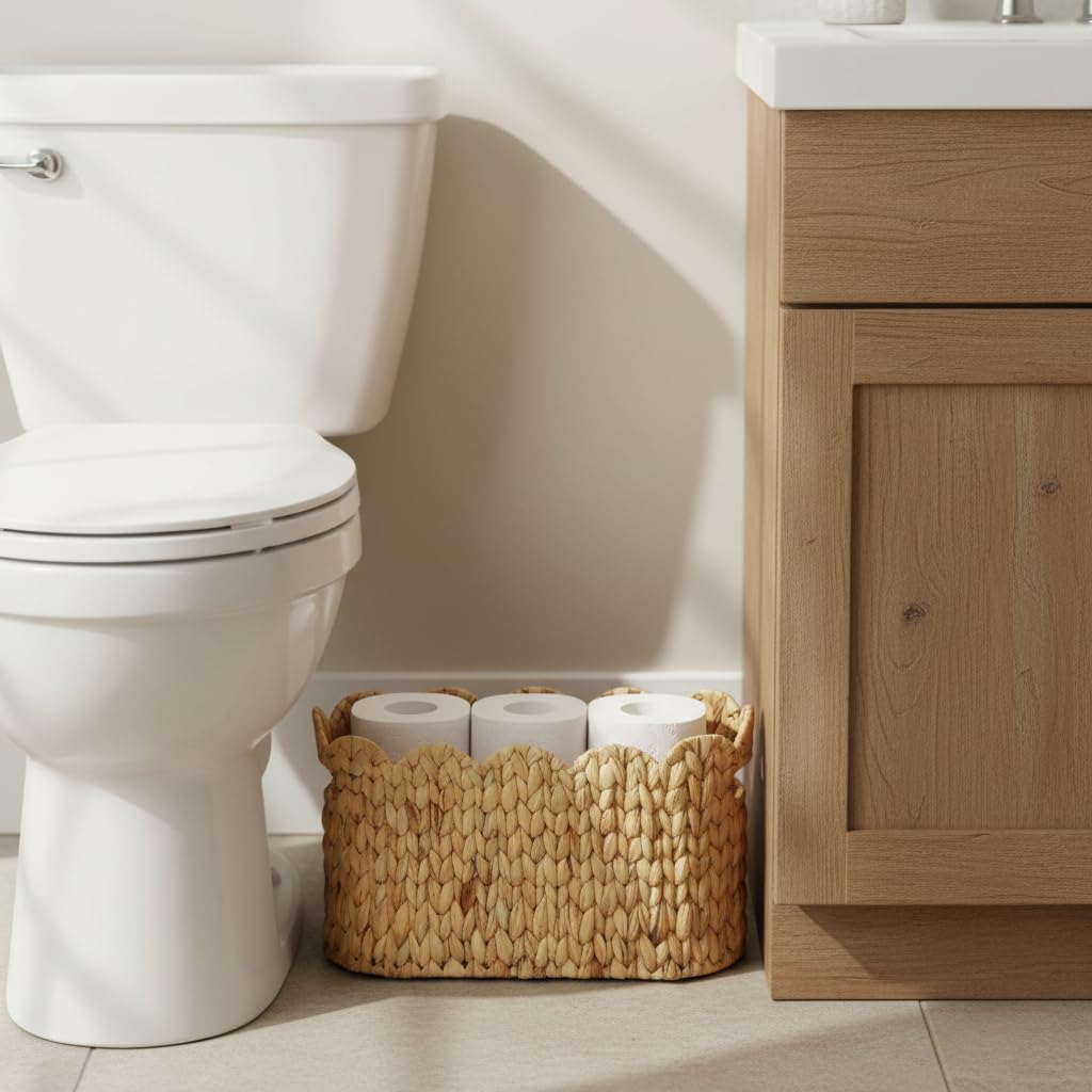 Scalloped Wicker Basket / Water Hyacinth