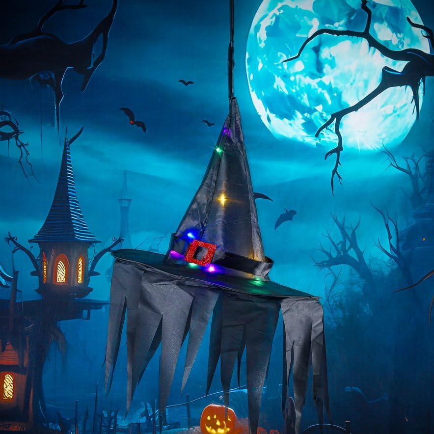 light up Halloween Decorations Witch Hat Hanging sawtooth Lights Ghost hats