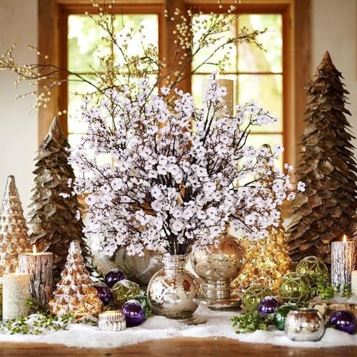 15 Pcs Fake Flowers, Real Touch Babys Breath Artificial Flowers, White
