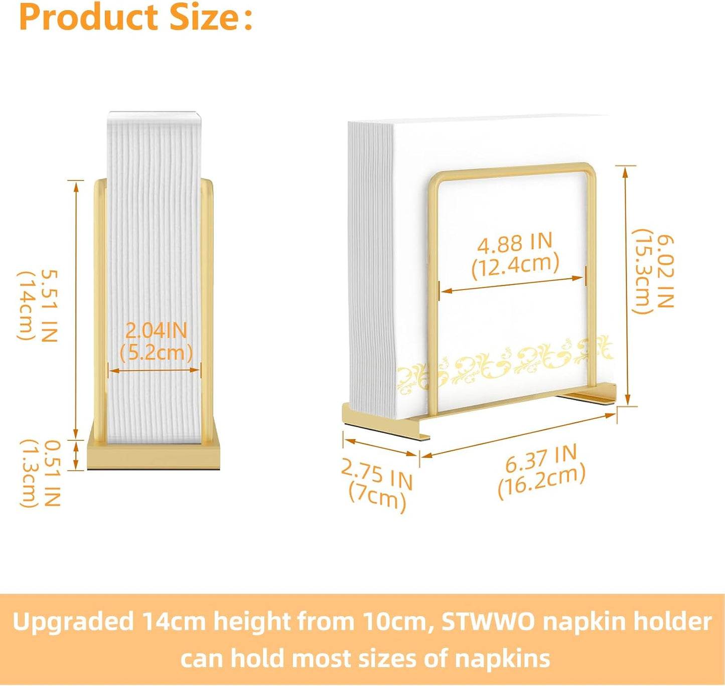 Metal Napkin Holder / Gold / Metal Base