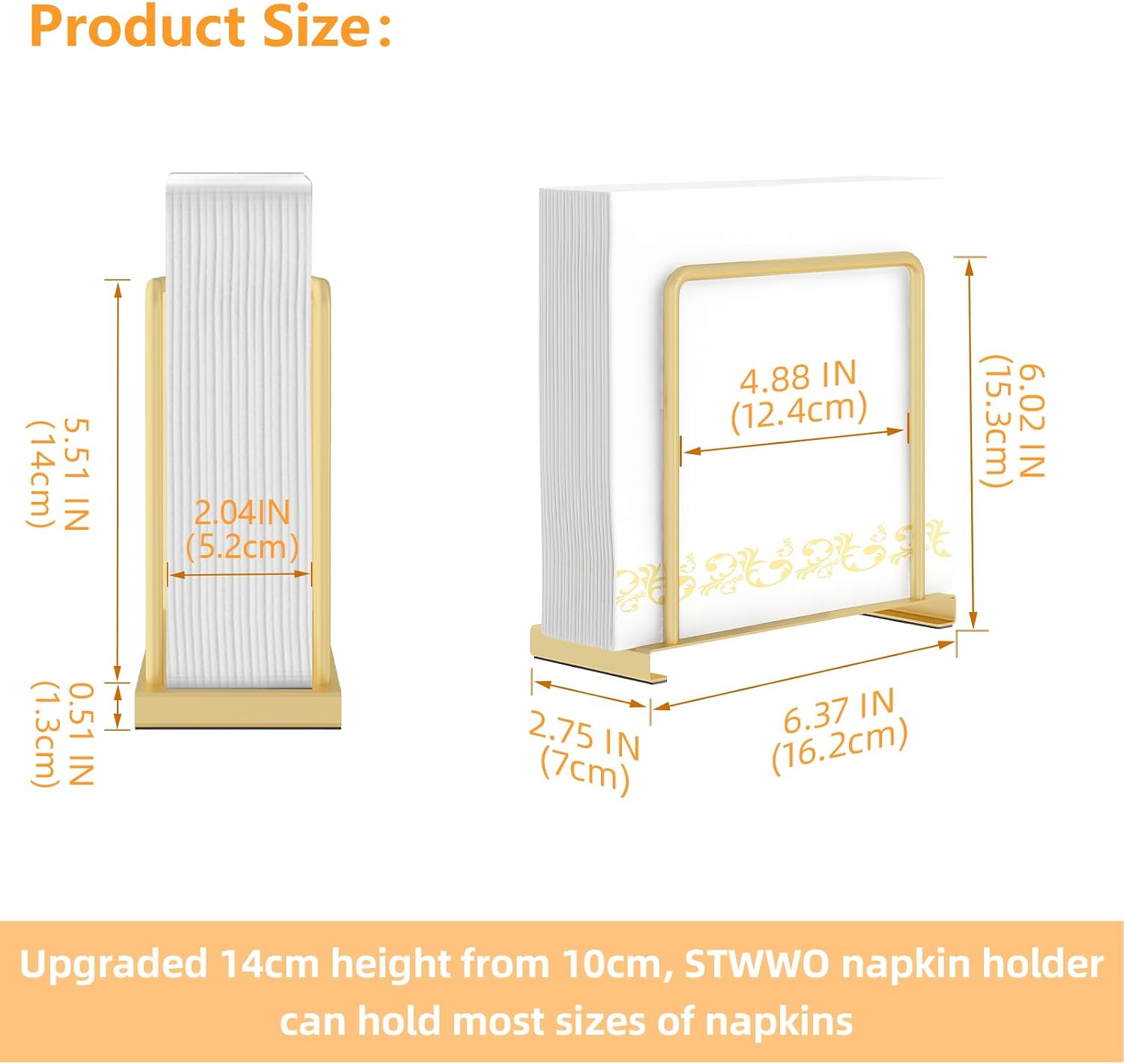 Metal Napkin Holder / Gold / Metal Base