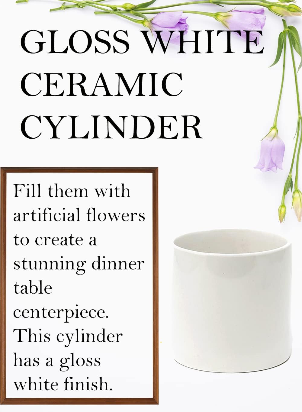 Glossy Ceramic Cylinder Vase / Small / White