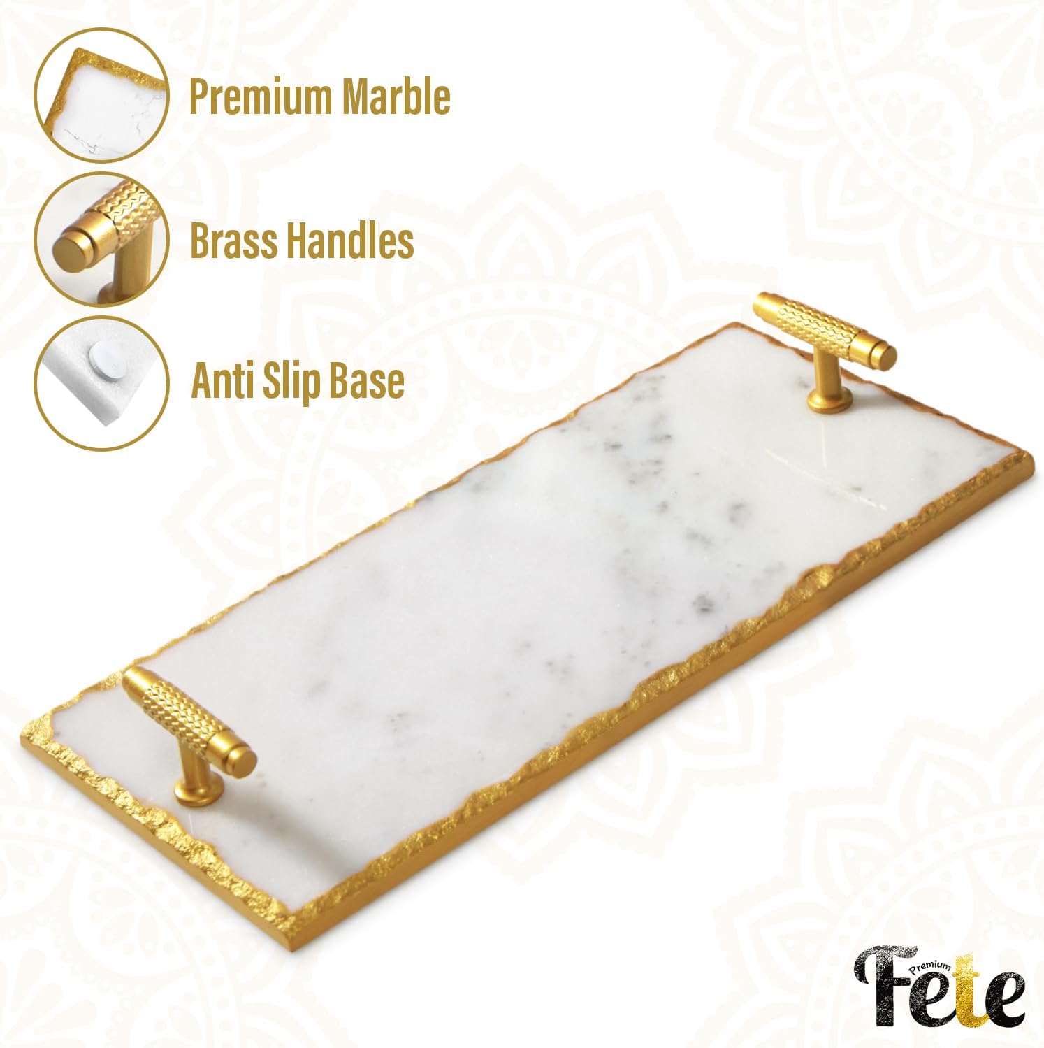 Marble Tray / Guest Towel Holder Tray / Gold Rim