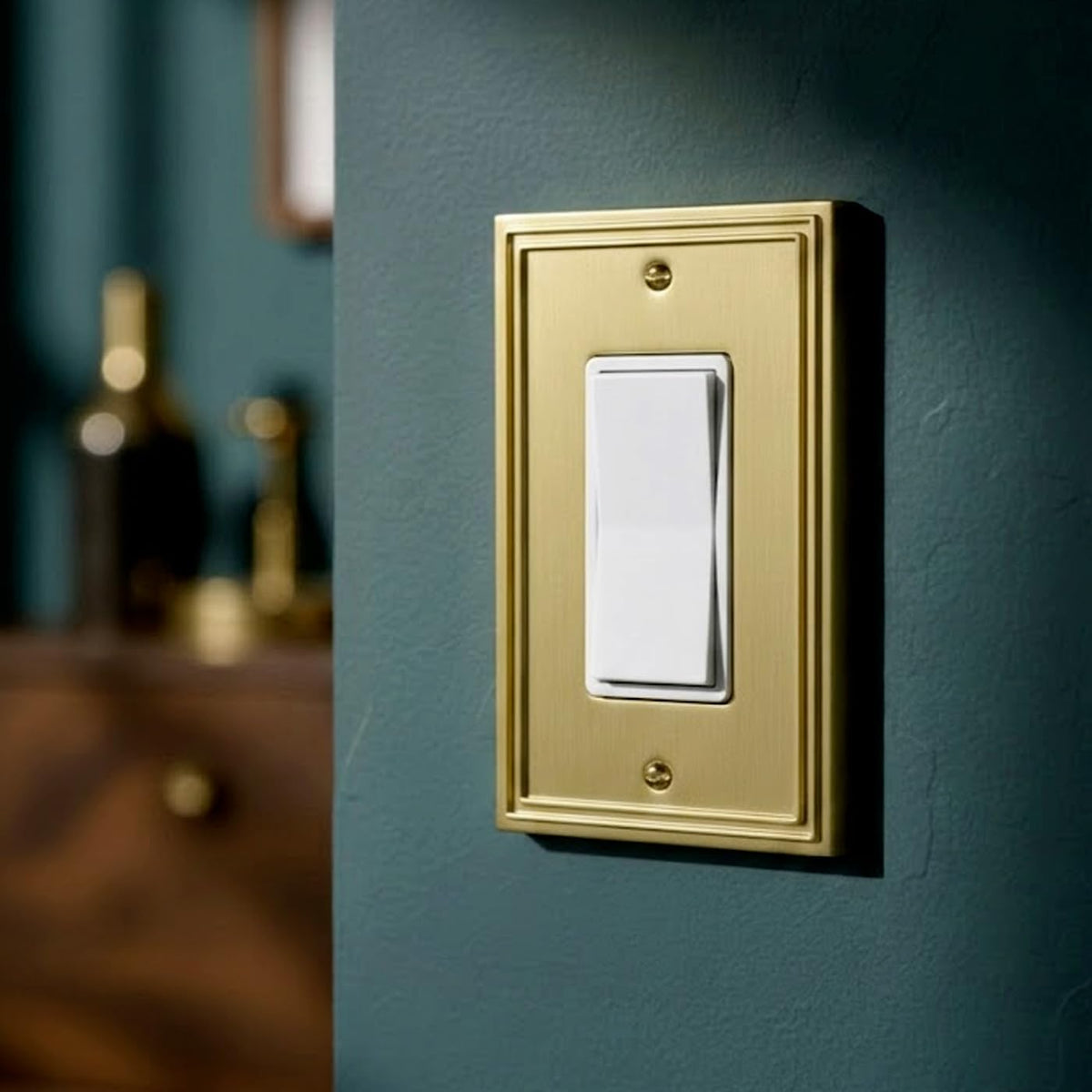 Rio Salto Brushed Brass Gold Metal Rocker Switch Plate Decorator Paddle GFCI Outlet Covers Light Switch Cover Wall