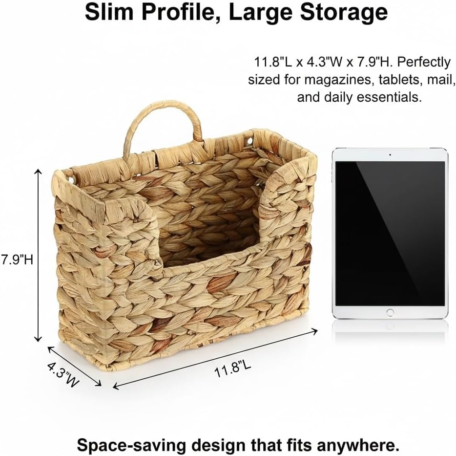 Handwoven Water Hyacinth Wall Basket Storage