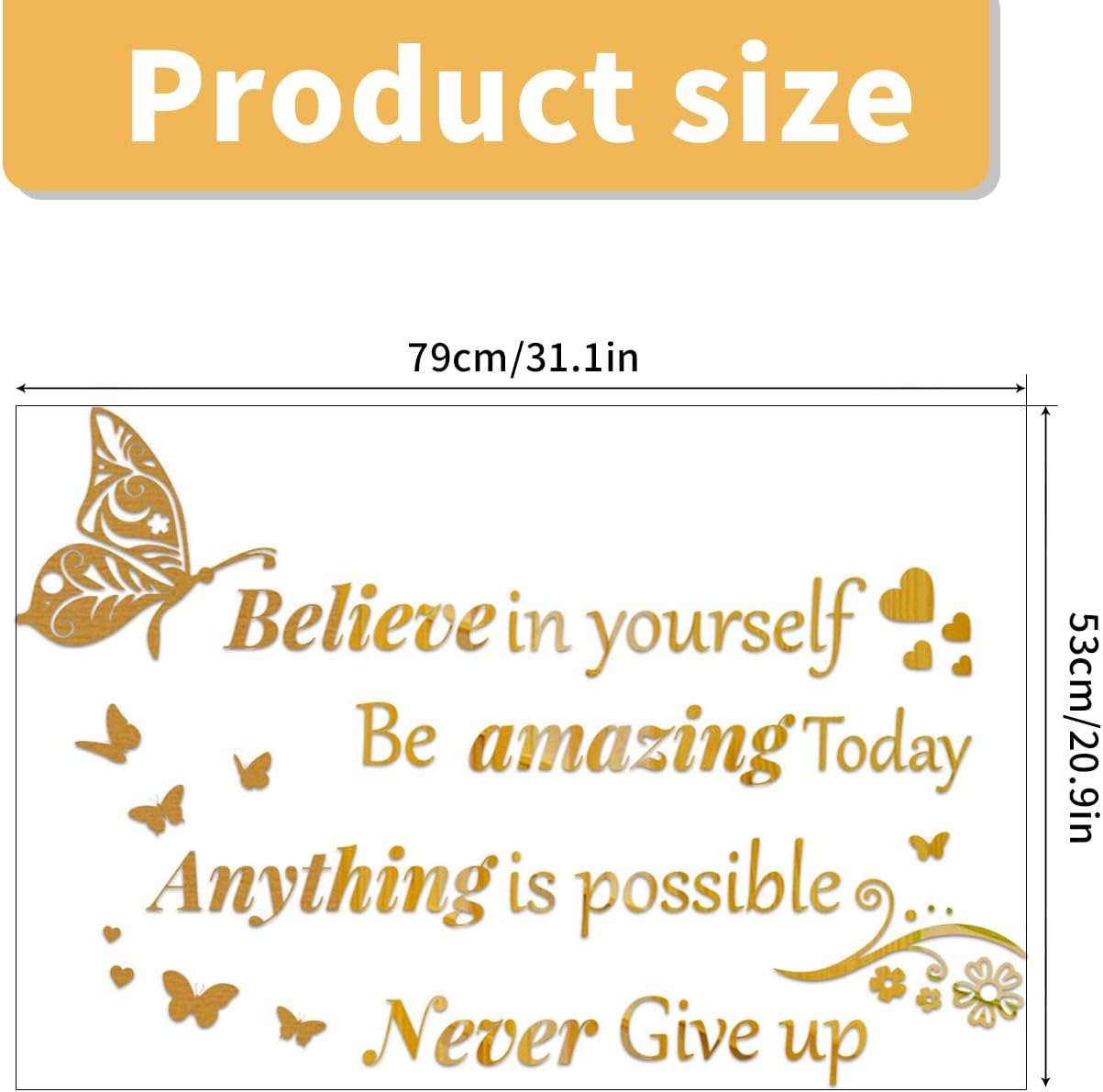 Inspirational Wall Decals Peel and Stick / Gold