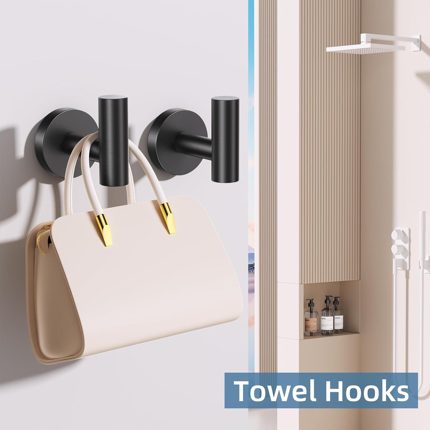 10 Pieces Matte Black Bathroom Hardware Accessories Towel Bar Set Black Towle Racks for Bathroom Wall Mounted Stainless