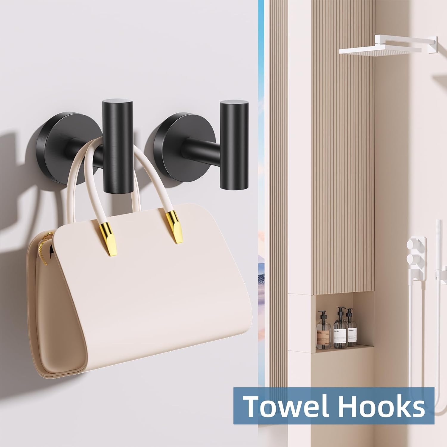 10 Pieces Matte Black Bathroom Hardware Accessories Towel Bar Set Black Towle Racks for Bathroom Wall Mounted Stainless