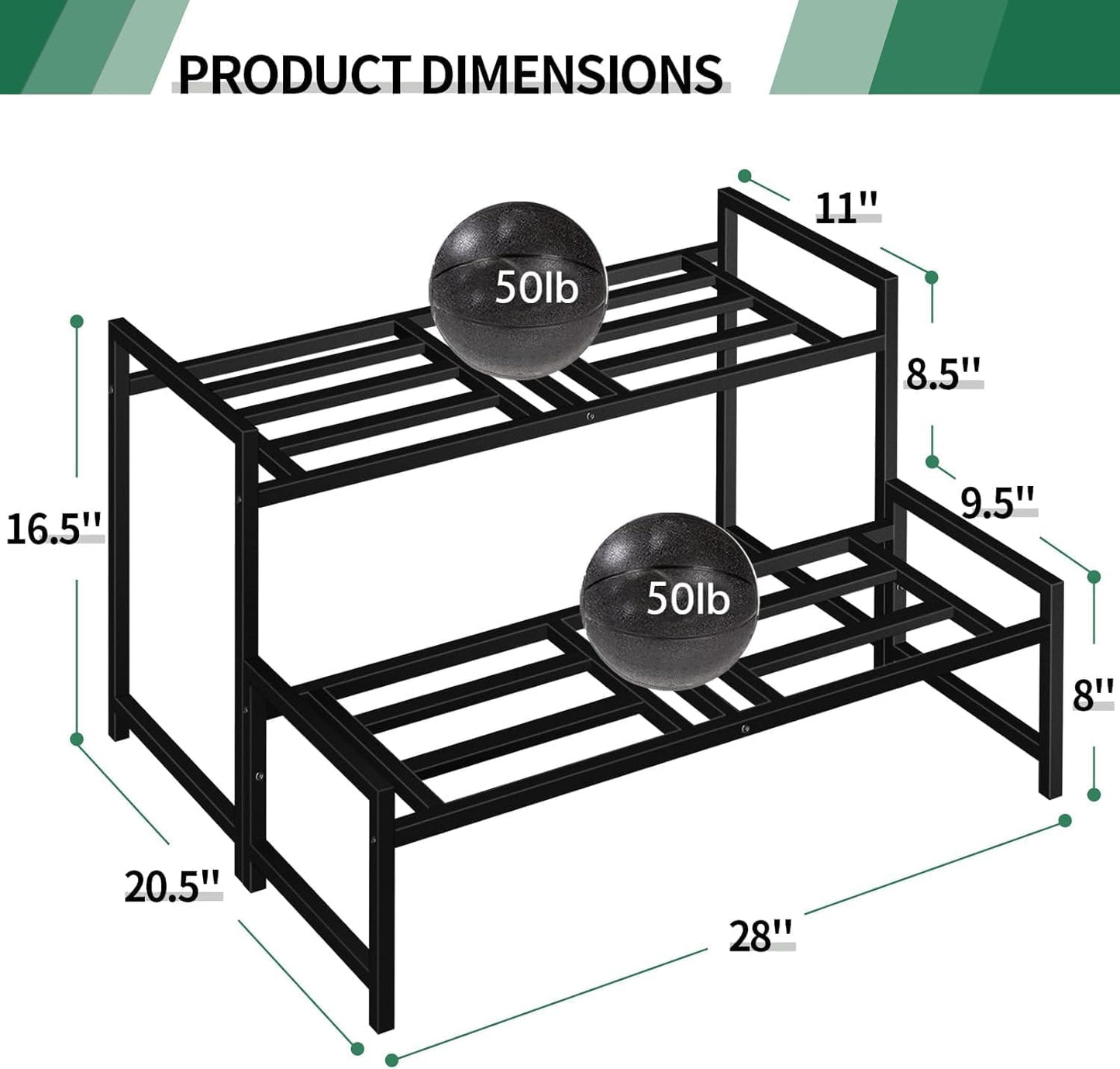 Plant Stand Indoor Outdoor, 2-Tier Stackable Wrought Iron Plant Stands | Metal Plant Shelf Decorative Outdoor Flower