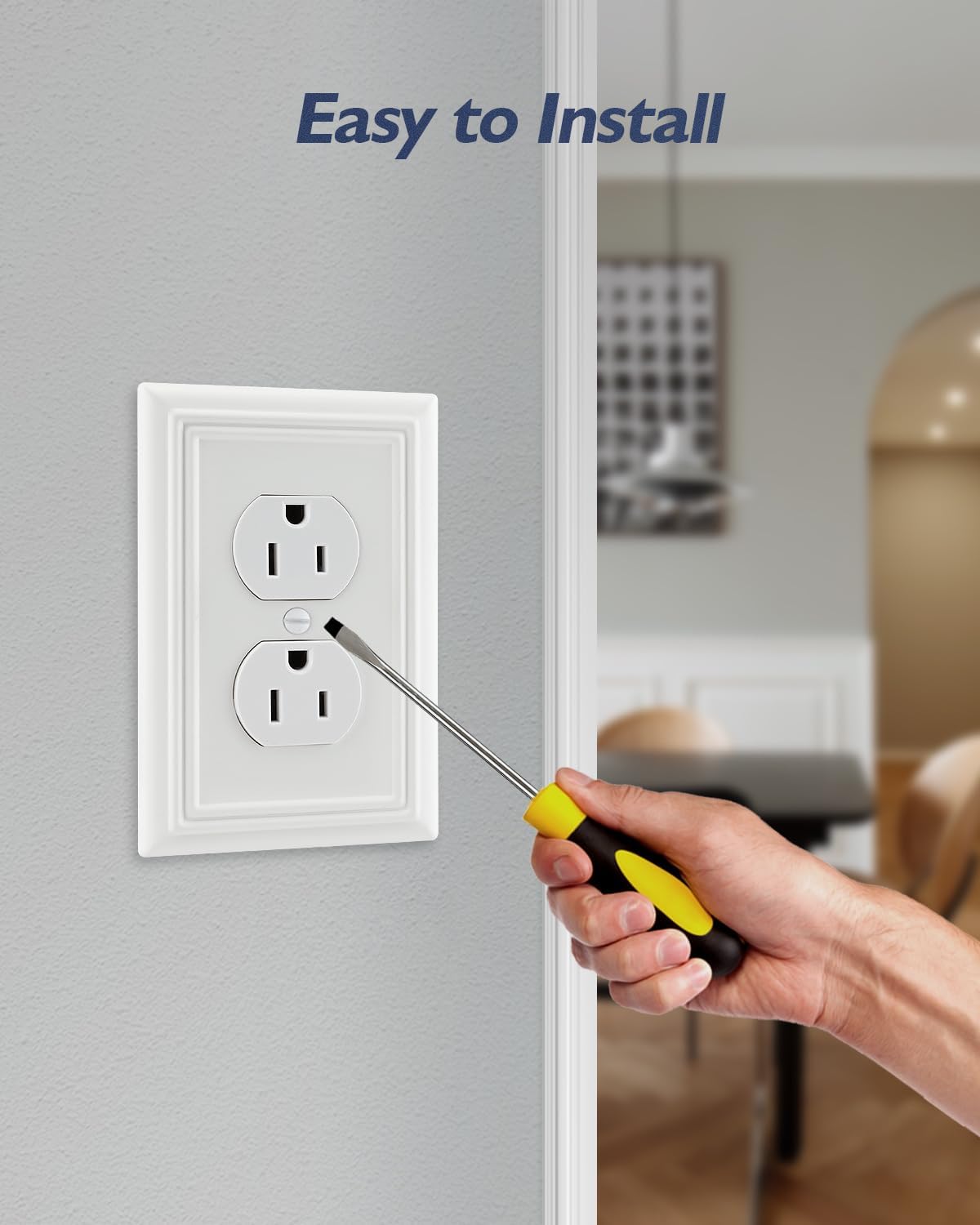 Switch Plates Outlet Covers, 6-Pack Metal Wall Plates, Off White | Midsize Duplex Outlet Cover, Ideal for Electrical