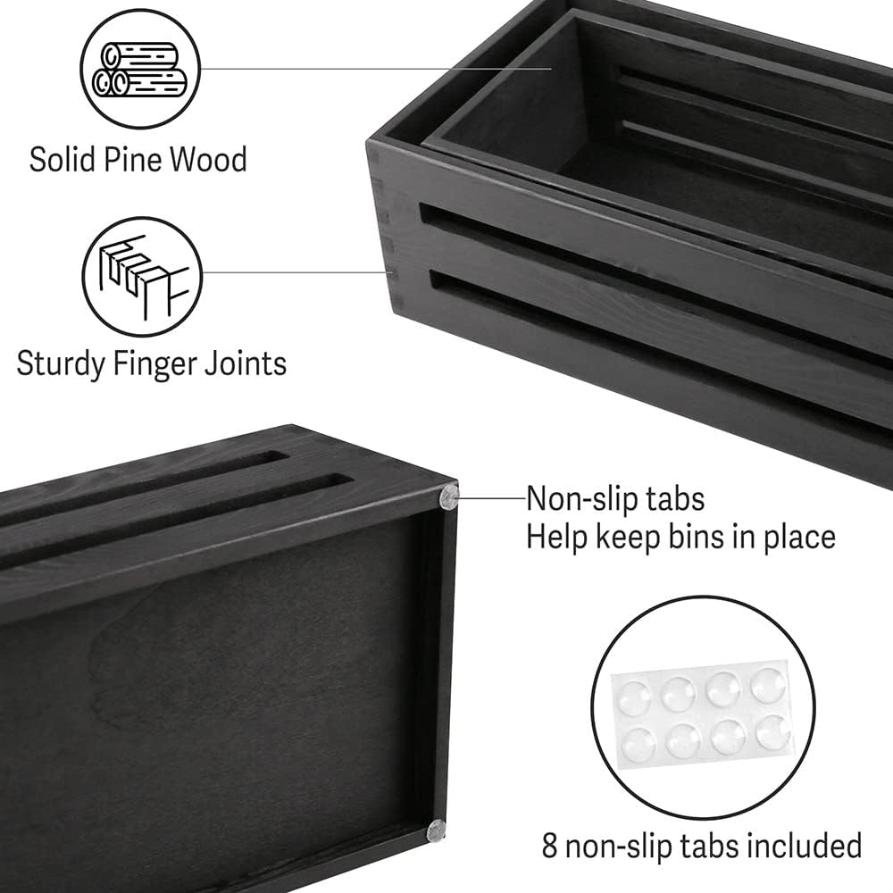Wooden Toilet Paper Holder / Black / Set of 2