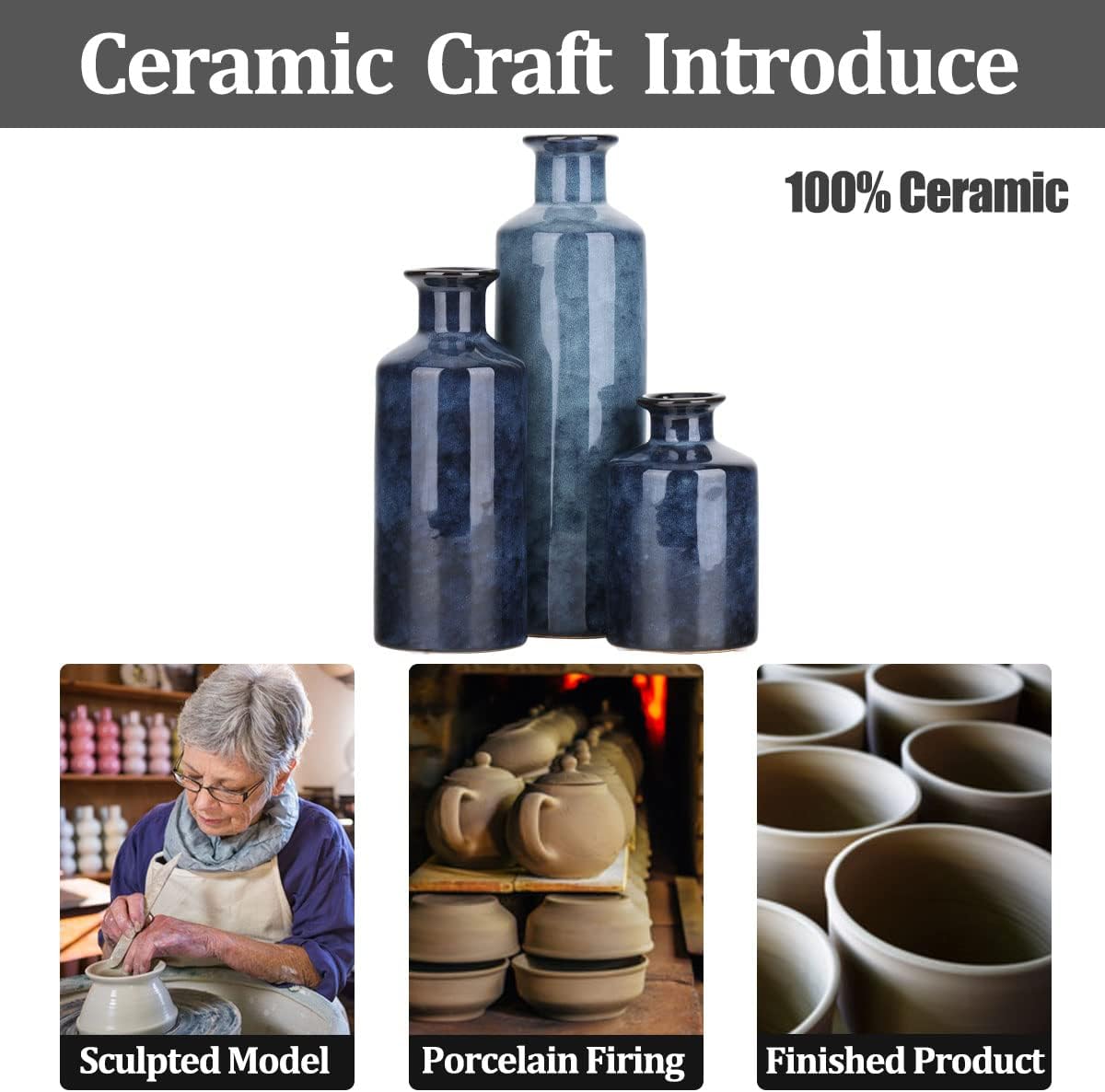 Ceramic Vase Set / Blue