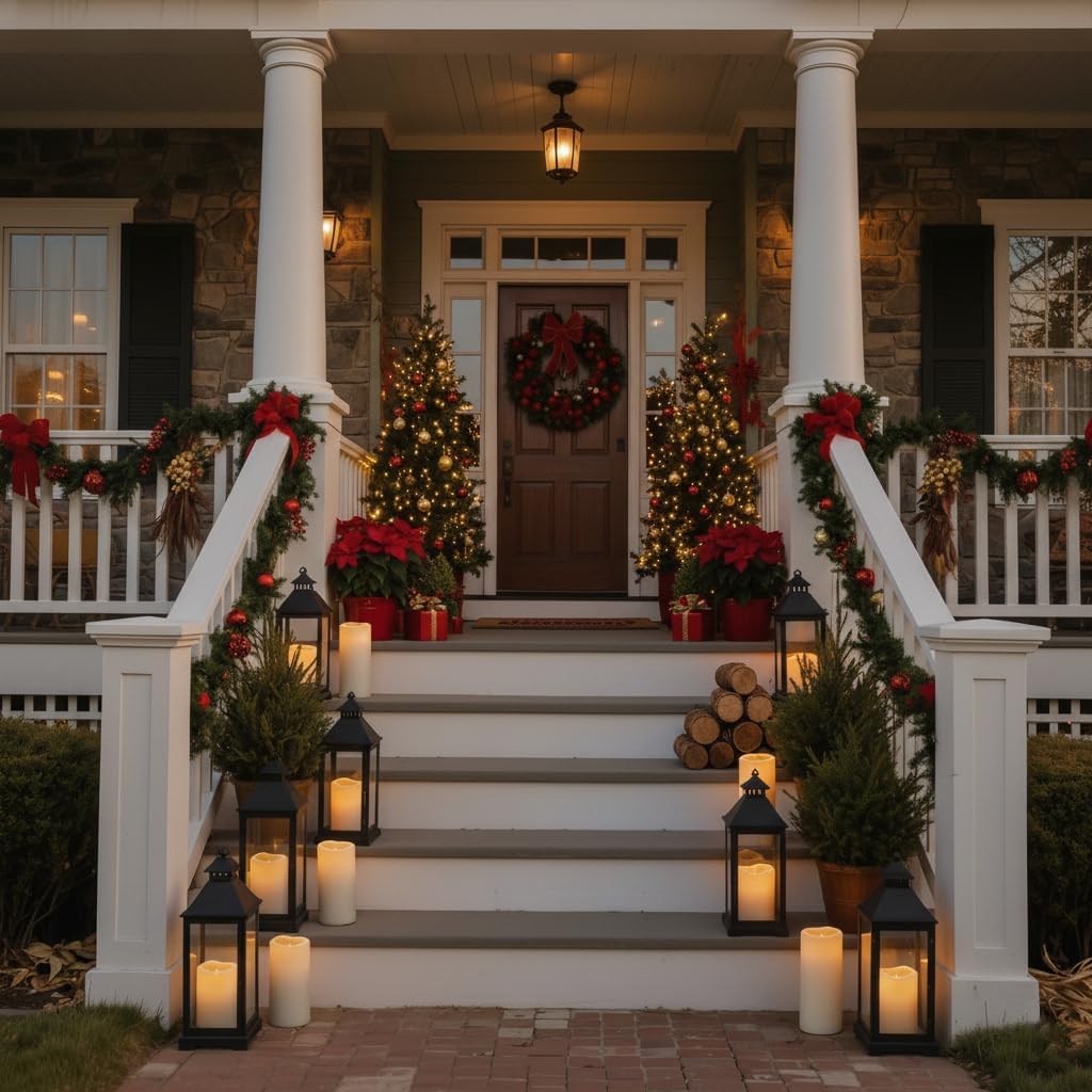 Homemory 6" 8" 10" x 4" Waterproof Outdoor Flameless Candles, Battery Operated Flickering LED Pillar Candles with