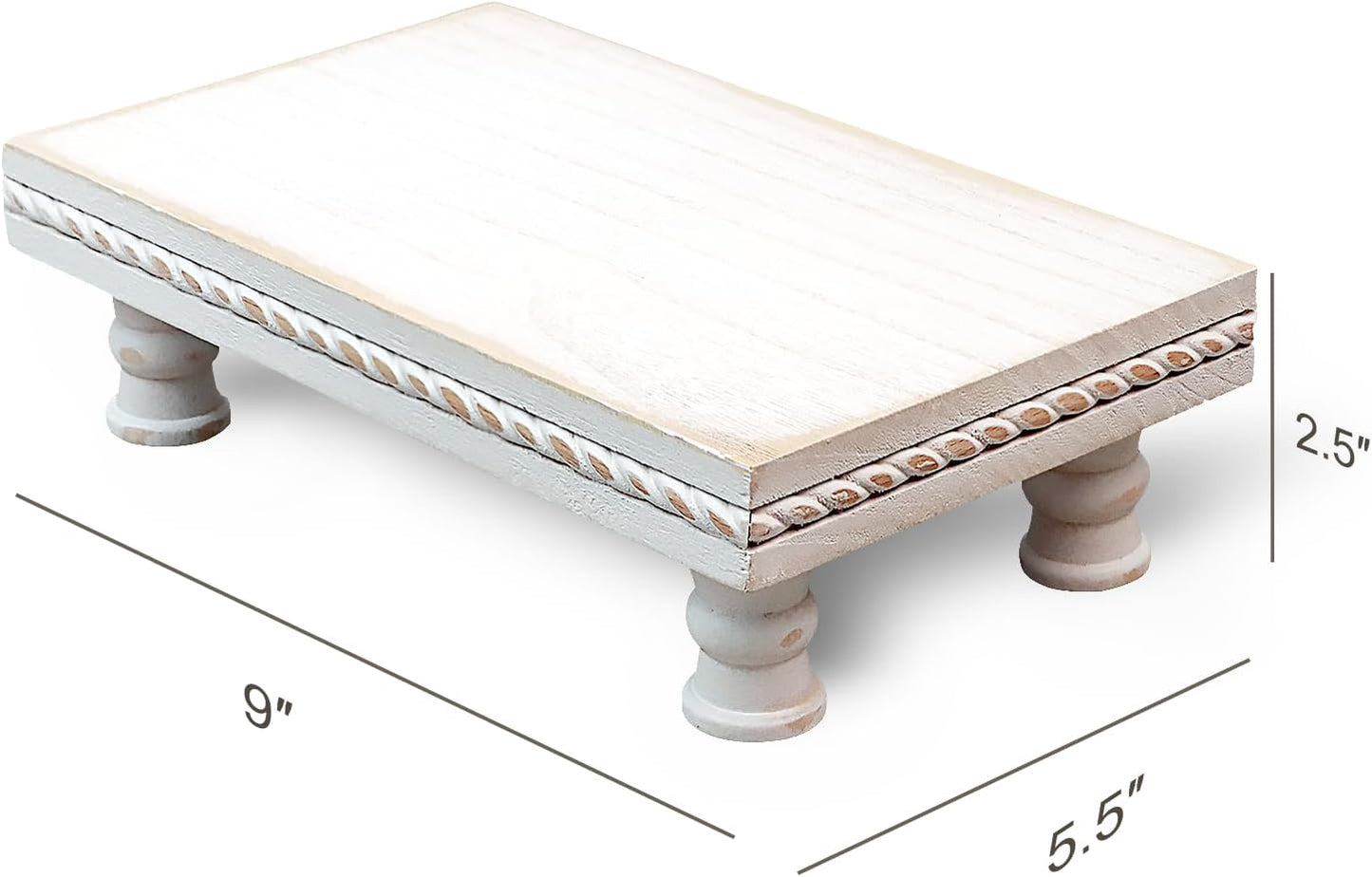 Wood Tray Pedestal Stand / Whitemiddle / White