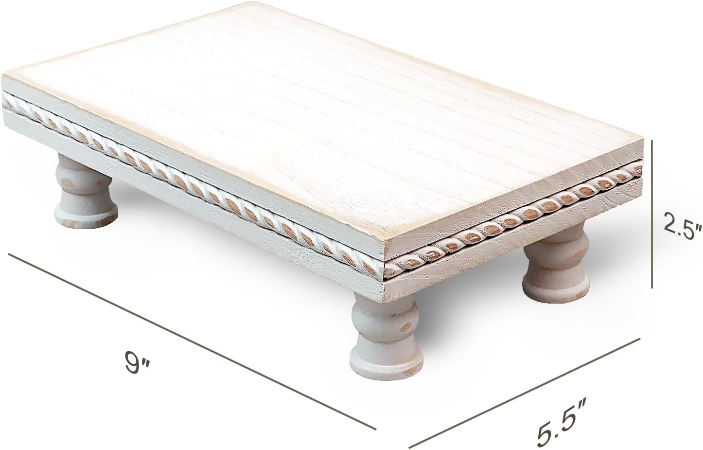 Wood Tray Pedestal Stand / Whitemiddle / White