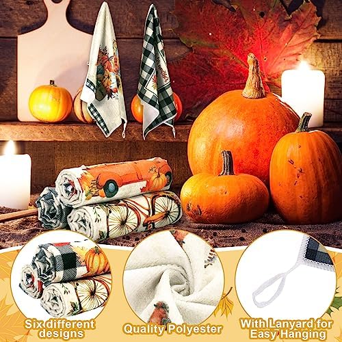 Ganeen 6 Pcs Fall Kitchen Dish Towels Buffalo Plaid Farmhouse Adorable