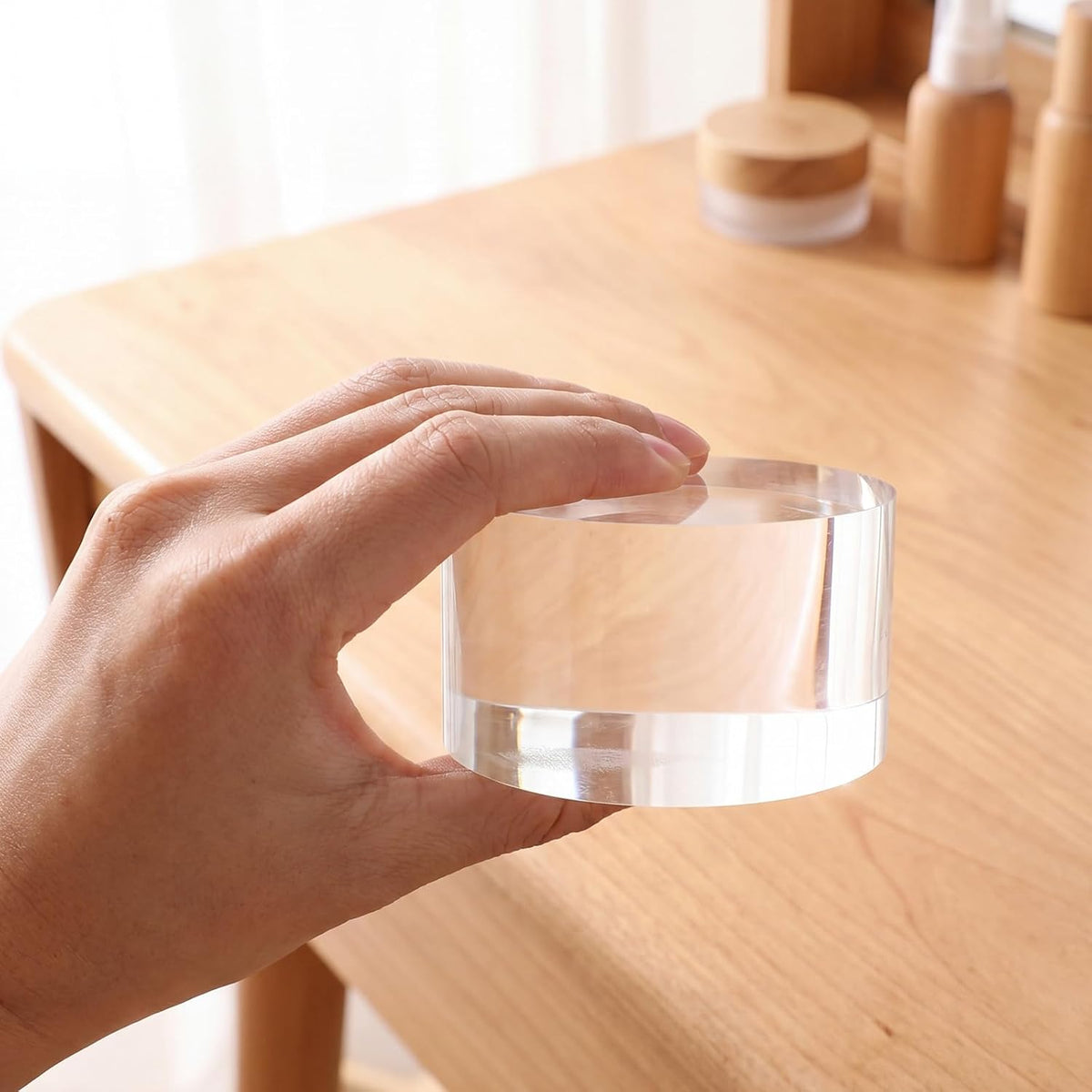 6 Pcs Acrylic Risers Stand Display Block Decor Riser 3 Size Decor Clear Polished Cube Solid Pedestal Stand for Jewelry