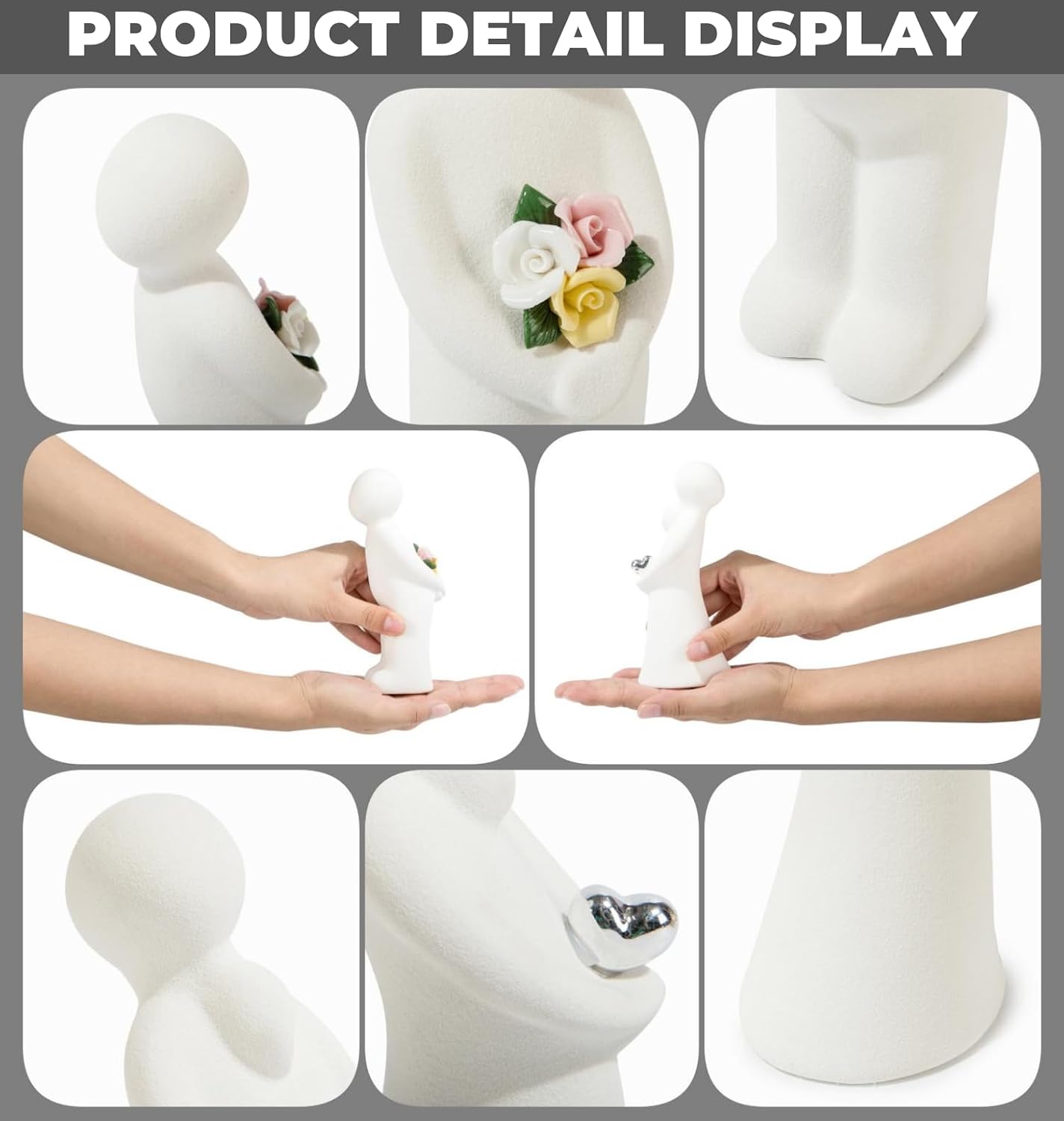 Ceramic Couple Statue / Modern Aesthetic Couple Sculpture Love Sign Figurines