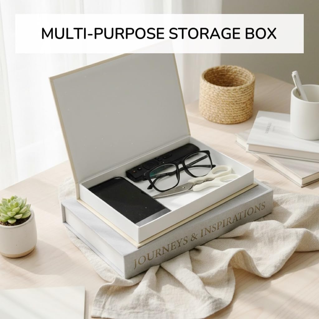 Linen Faux Books Boxes / Set of 2