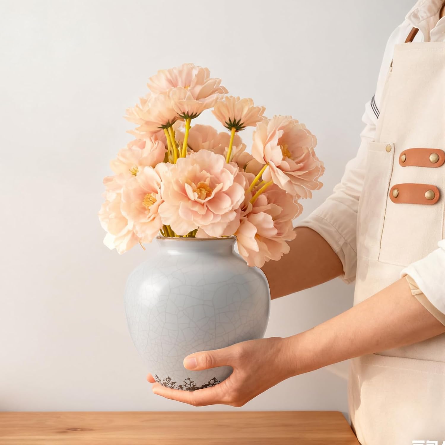 Ceramic Flower Vase Home Decor / 6.2"-beige / 6.2 Inch