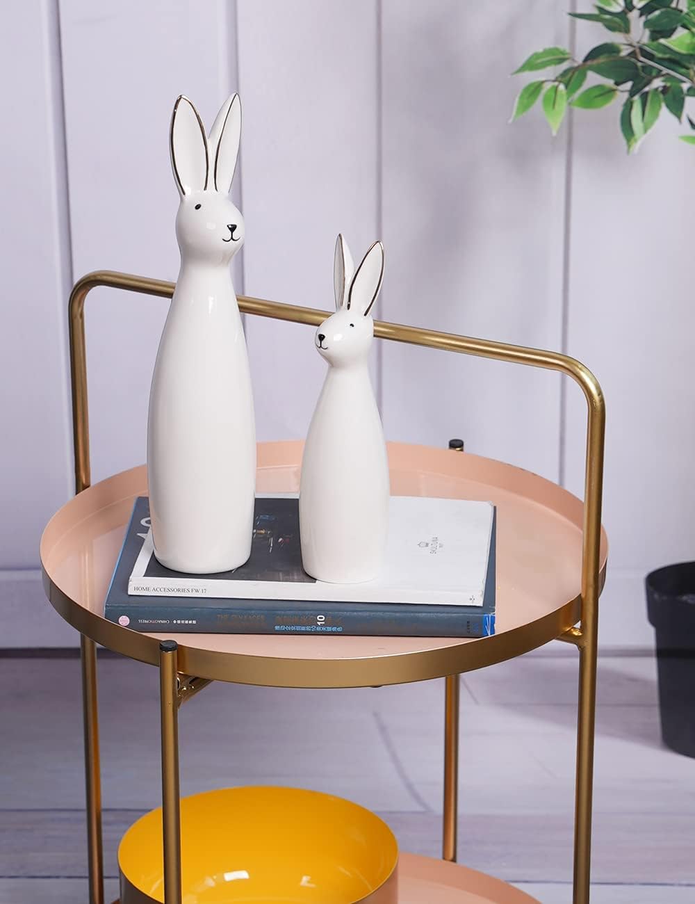 Rabbit Sculpture Bunny Figurine Statue Modern Decor Art Animal Gift / Set of 2