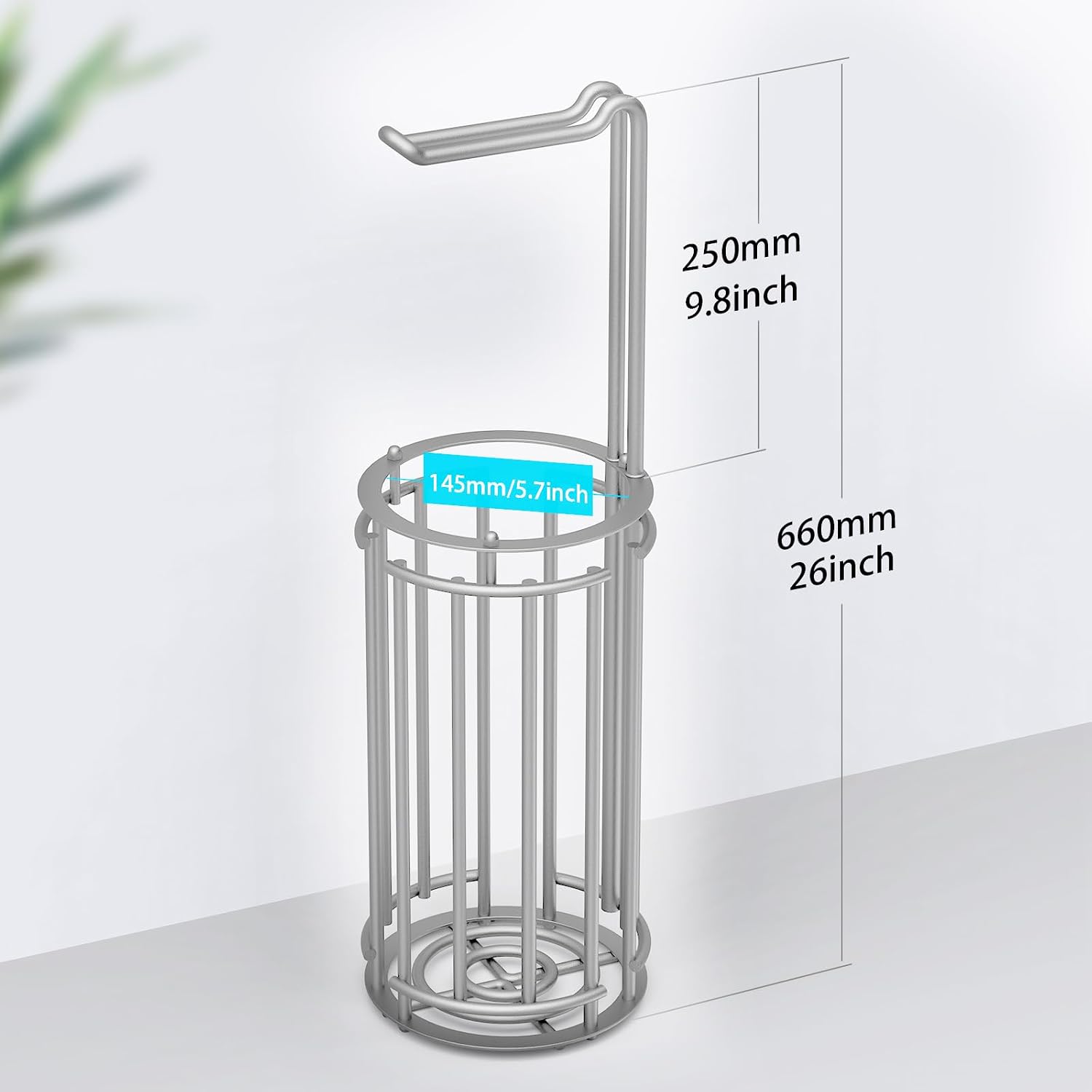 Meangood Toilet Paper Holder Stand and Tissue Paper Roll Dispenser for 4 Mega Rolls, Bathroom Free Standing Tissue Roll
