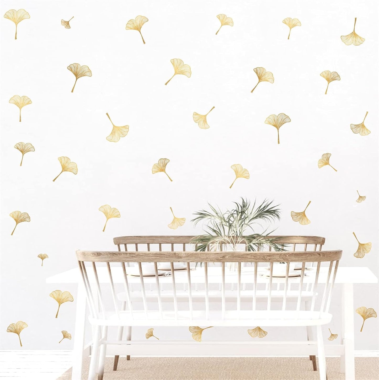 Golden Wall Decals Peel and Stick Golden Leaves Wall Stickers Modern Leaf Vinyl Wall Decals / Yellow
