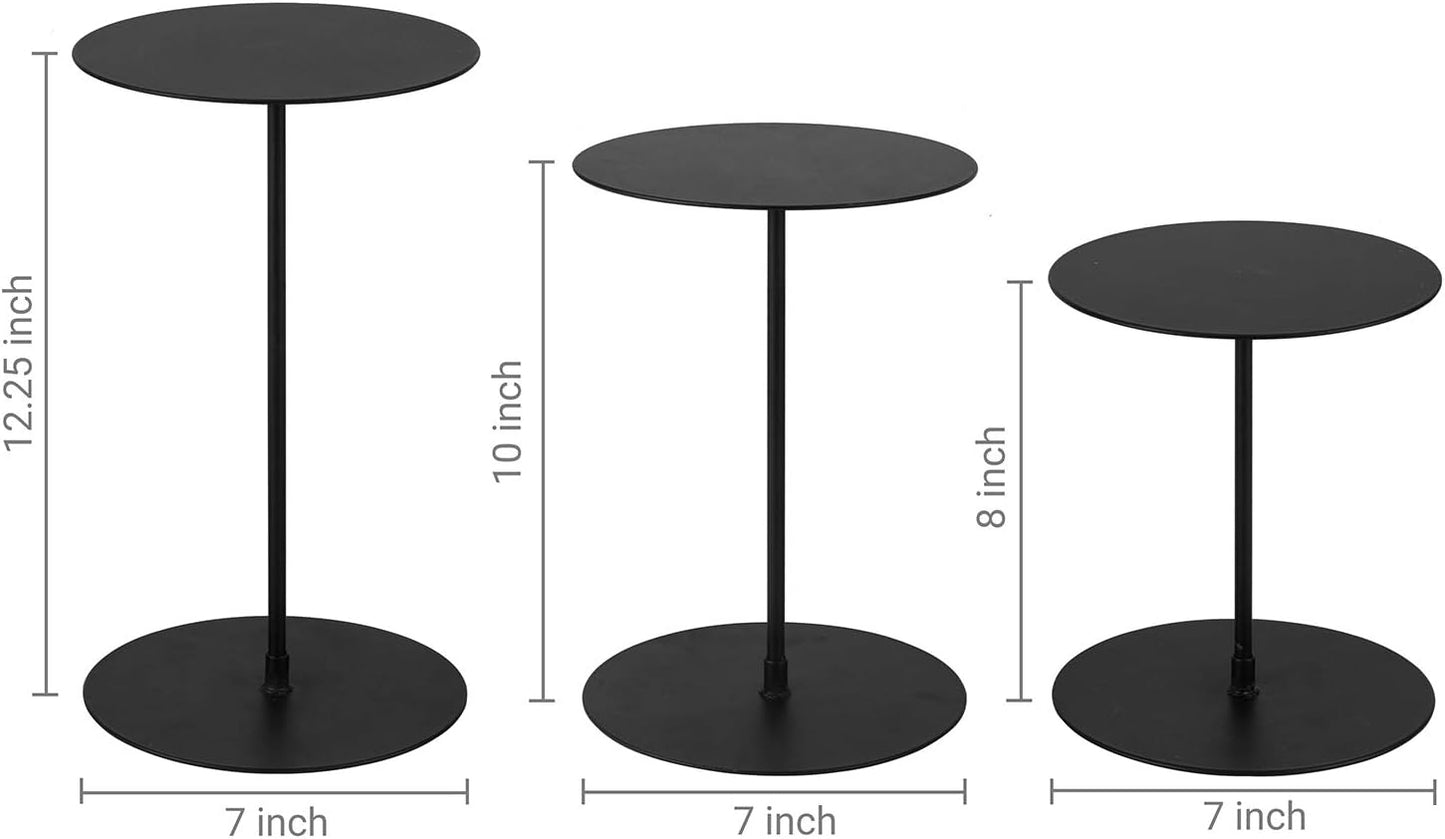 MyGift Decorative Black Metal Cupcake Stand, Tabletop Food Display Riser, Retail Showcase Pedestal Stand, Set of 3