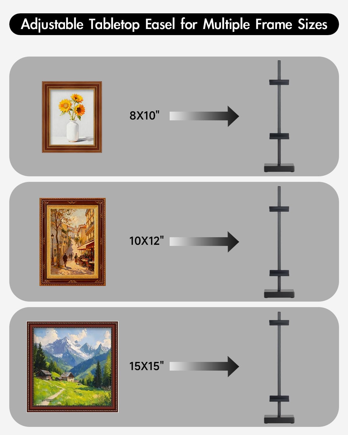 Metal Picture Frame Holder for Artwork / Black