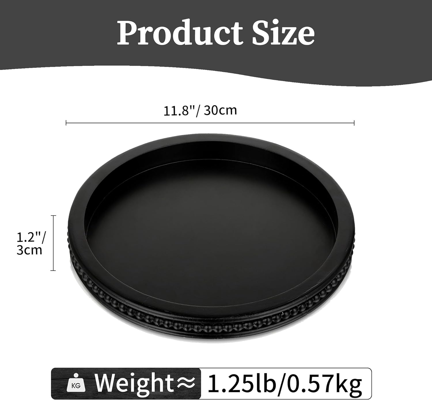 Decorative Serving Tray Wood / 11.8 / Black