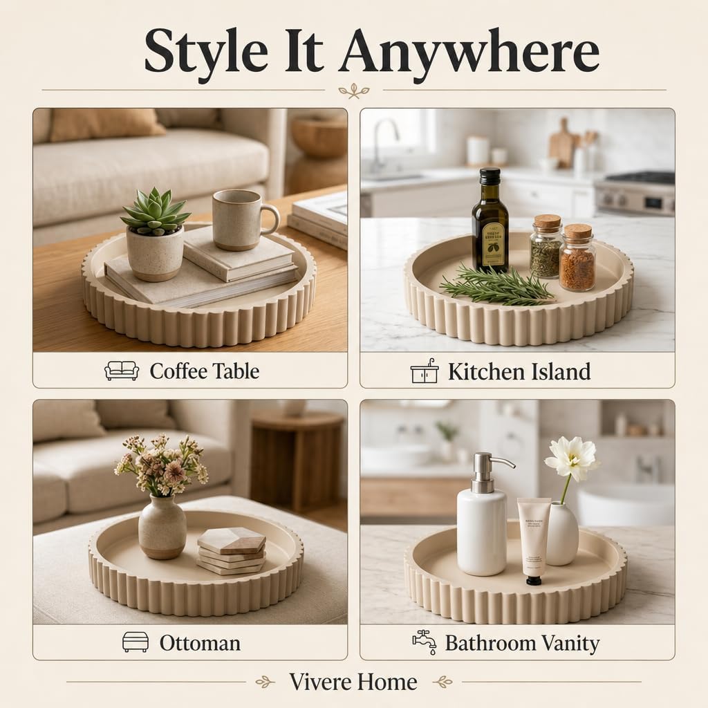 Round Coffee Table Tray / White / Set of 11