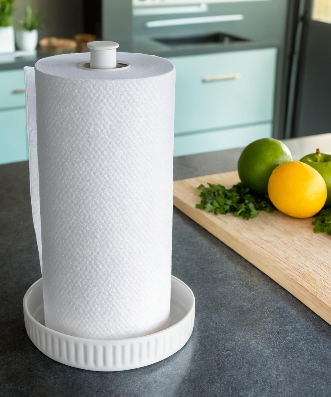 Paper Towel Holder Countertop,Ceramic Base,Fits Double to Family Rolls,A | Easy-to-Clean,1.5 lbs Weight,7" B x 12.5"
