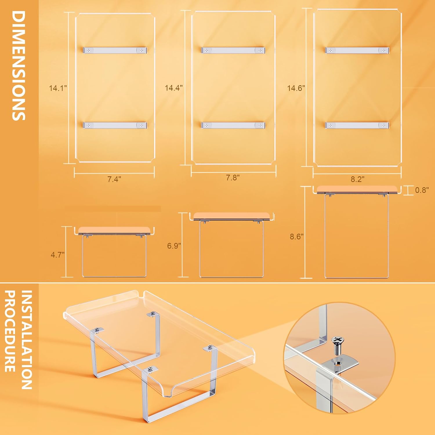 Bakzon 3 Pieces Cupcake Stand Holder, Clear Acrylic Dessert Table Display Set with Iron Support Legs for Birthday Candy