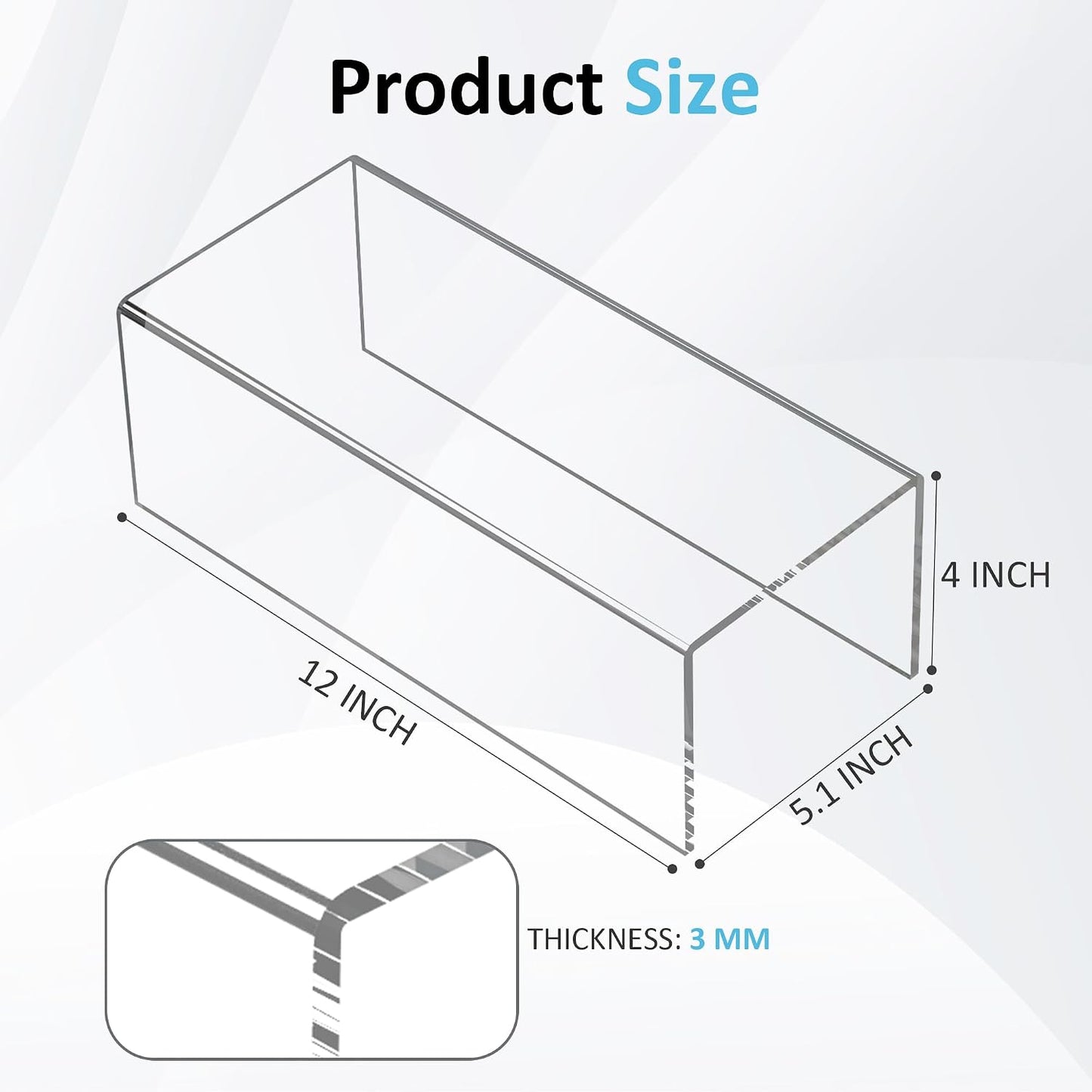 Sezanrpt Acrylic Shelf Riser 12x5.1x4 pack of 2, Clear Acrylic Stand for Funko Pop, Collectibles, Brand Store, Home