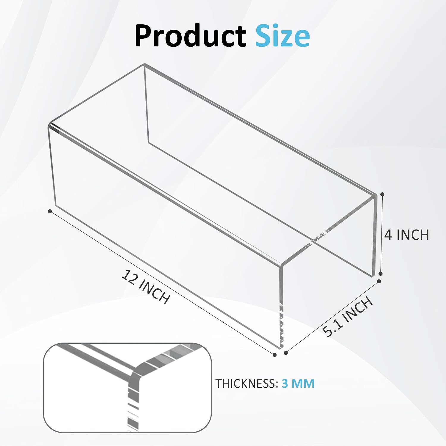 Sezanrpt Acrylic Shelf Riser 12x5.1x4 pack of 2, Clear Acrylic Stand for Funko Pop, Collectibles, Brand Store, Home