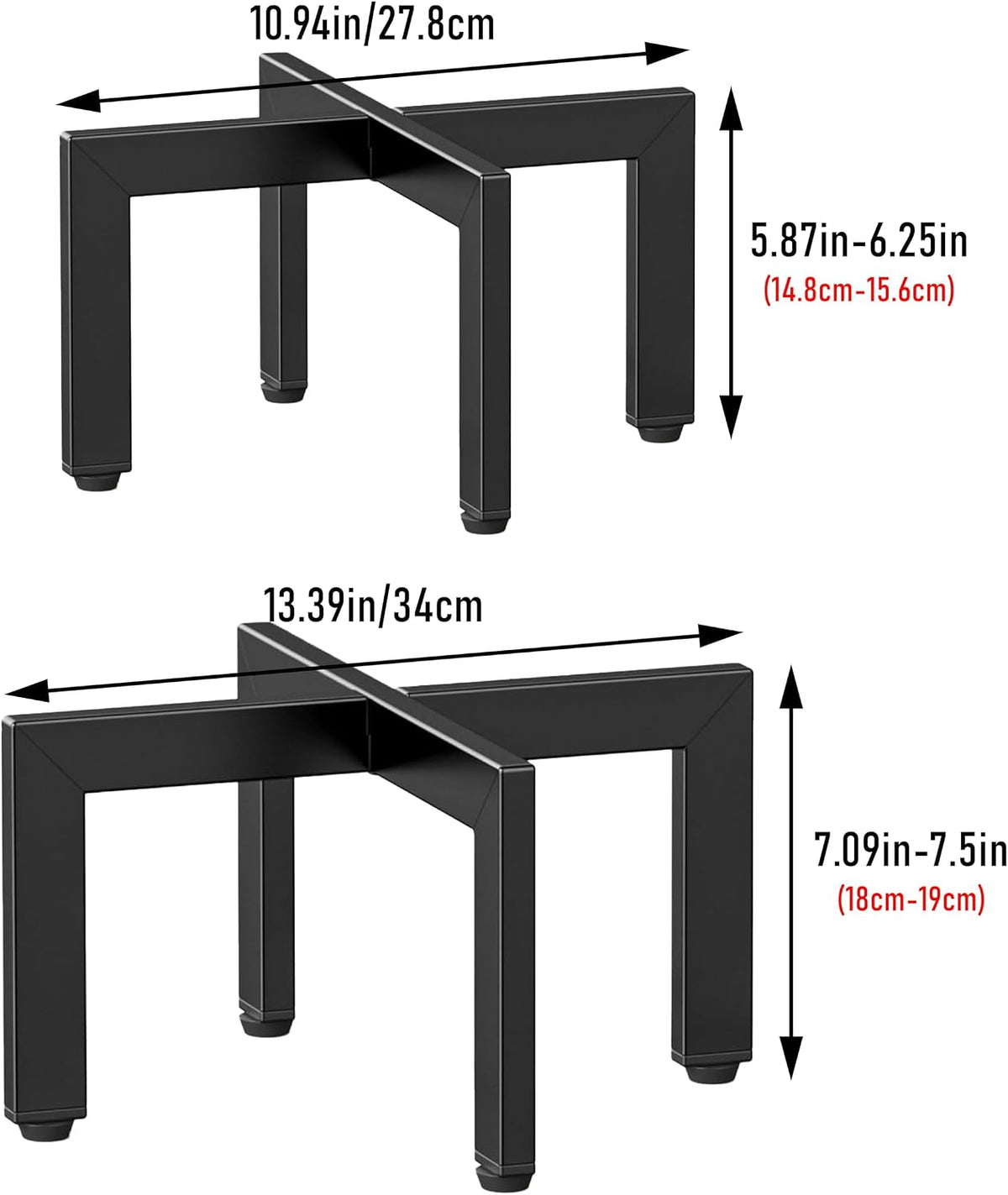 4-Pack Plant Stand Indoor Outdoor with Adjustable Feet, Black | Heavy Duty Metal Construction, Fits 5-13 Inch Pots