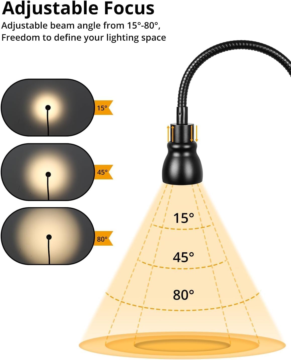 Zoomable Clip on Light, Clamp Reading Light for Dorm Bed Headboard, Dimmable Spotlight with 3 Color Temperature