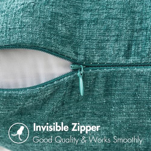 MIULEE Soft Chenille Lumbar Throw Pillow Covers Teal 12x20 Inch Pack of 2