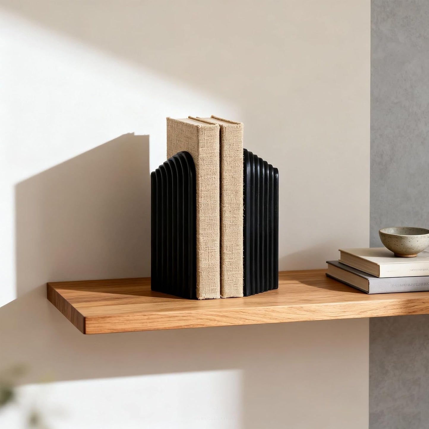 Modern Matte Decorative Book Ends / Black