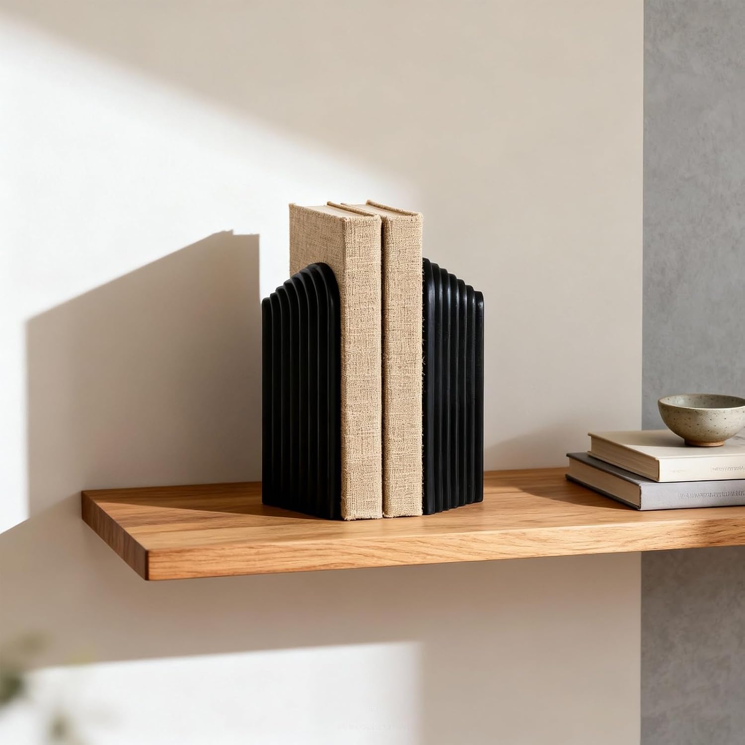 Modern Matte Decorative Book Ends / Black